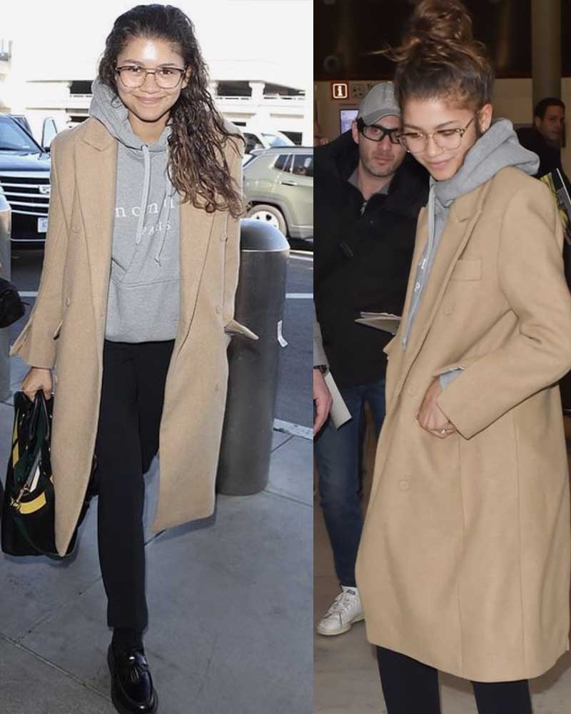 Zendaya: Khaki Bomber Jacket & Sneakers